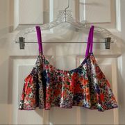 Minkpink Multicolor Floral Flounce Bralette Bikini Top M