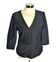 Etcetera pinstriped peplum top career