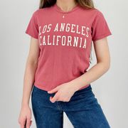 Brandy Melville  los angeles california graphic baby tee in rosy pink red