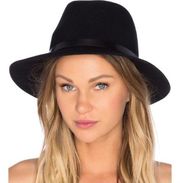 RAG & Bone Floppy Brim Black Fedora Wool Hat with Leather Band Size S NWT