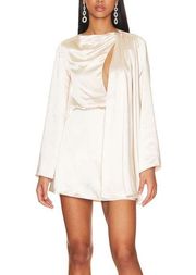 NBD Ivory Satin Kimono Draped Mini Dress SIZE XS Dayla Bust Cut Out Blouson NEW