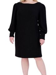 Julia Jordan Long Puff Sleeve Boatneck Sweater Dress Black Plus Size 16W NWOT