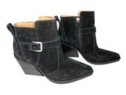 Peatrie Black Suede Booties, Size 6.5