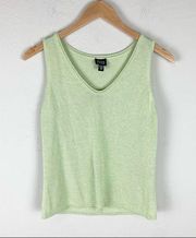 Eileen Fisher Italian Yarn Sage Green V Neck Knit Sweater Vest Size Small