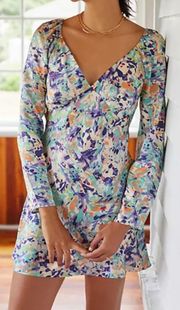Anthropologie Multicolor Printed Long sleeves Silk Mini Dress Size M NWT