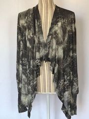 Helmut Lang marble print draping layering top sz S