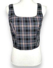 Ultra Pink Tartan sleeveless Blouse Crop Top S