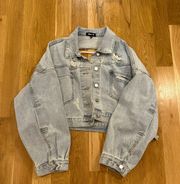 Denim Rhinestone Fringe Jacket