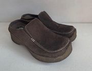 Women's Yellow Box Depot Brown Suede Clogs Size 10 EUC!