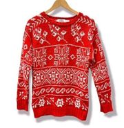 Vintage Cambridge Dry Goods Knit Red Cotton Snowflake Holiday Ugly Sweater S
