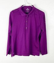 PETER MILLAR Purple Long Sleeves 1/2 Button Golf Polo Top, Size Large