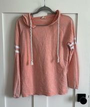 Lagaci Women's S Scoopneck Varsity Hoodie Peach Pink Slouchy Beach Sweatshirt