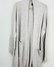 Michael Stars Women Merino Wool Blend Longline Duster Cardigan Oatmeal Size S