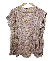 Zac & Rachel Floral Ruffle Sleeve Cottegecore Blouse 1X