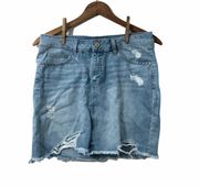 Distressed Denim Mini Skirt