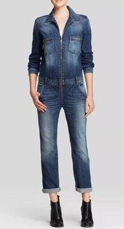 Guess Jeans Womens Zip Up Western Style Denim Jumpsuit Blue Size 4