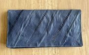 Vintage Genuine Dark‎ Gray EEL Skin Wallet Checkbook 80’s/90’s Made In Korea EUC