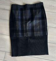 Black Mesh Skirt Midi Plaid Overlay Women Zip NWOT