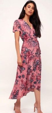 Lorna Mauve Pink Floral Print Wrap Dress