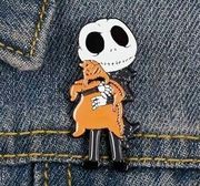 Cartoon Animation Pin  Skeleton Oil-dripping Baked Enamel Halloween Badge Access