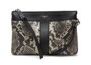 NWT T Tahari Taryn Crossbody Bag Black Gray Snakeskin Embossed Leather Small