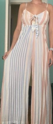 Striped Jumpsuit W Cut Out