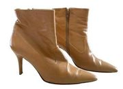 Manolo Blahnik women's vintage leather ankle heeled boots beige size 38.5