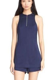 T by Alexander Wang Navy Blue Silk Twill Romper