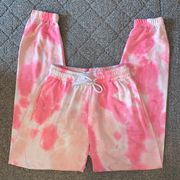 Charlotte Russe Refuge Athletics Pink and White Tie-Dye Boyfriend Joggers