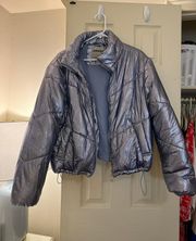 Blue Metallic Puffer Jacket