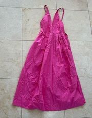 Hot Pink Maxi Dress Low Cut Top Sz Small