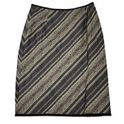 J. Jill Womens Skirt Size 10 Brown Striped Wool Alpaca Blend Lined 29 Waist