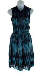 Missoni Abstract Boucle Knitted Mini Dress Sleeveless Deep Jade Size 40