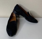 Black Suede Loafer Slip On Low Heel Casual Shoes Italy Made Women’s 8