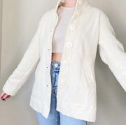 Vintage White Stag Cardigan Jacket Oversized Buttons in Cream