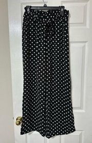 Joe B by Joe BenBasset Women’s Paperbag Waist Wide Leg Pant Black polka dot sz M