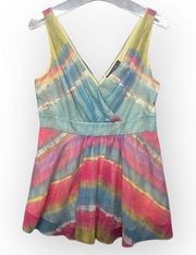 Lafayette 148 Sleeveless Top Rainbow Pastel Tie Dye Shirt Womens 10