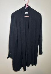 Magaschoni Women's Size Large Cardigan Black Long Sleeve Designer Knit Longline