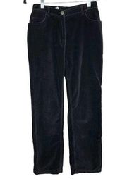 Charter Club Black Velvet Mid Rise Straight Leg Pants Petite Size 8 25 Waist