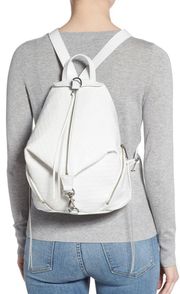 White Silver Julian Croc-Embossed Leather Backpack Bag Purse