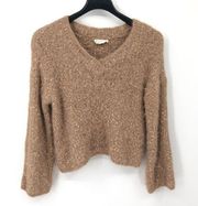 Loveriche Fuzzy Eyelash Ribbon Cropped Sweater S