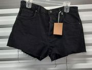Reformation Charlie High Rise Jeans Shorts Women's Size 30 Black Cut Off Denim