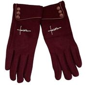 Faith Burgundy Winter Gloves Touch Screen Faux Fur Lined Size S/M