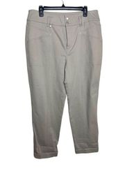 Reiss Baxter Relaxed Tapered Tan Sage Mid Rise Trousers Size‎ 12 Pants Women's