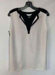 Peter Nygard Sleeveless Black White V Neck Blouse Size 10