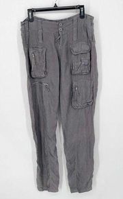 Pete & Greta By Johnny Was Women's Y2K Cupra Poplin Cargo Pants NEW Size 4 Gray