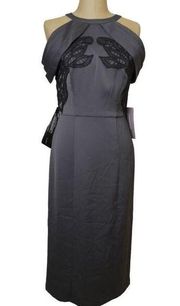 JS Collections Applique Cold-Shoulder Dress Gunmetal Size 4