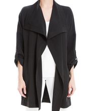 Max Studio Women's Twill Long Coat - Black