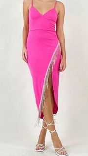 Pink Fringe Rhinestone Dress