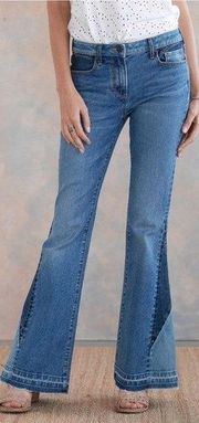 Driftwood Jeans Cleo Besties Flare Patchwork Inset Boho Denim Women’s Size 30